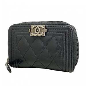 Chanel Boy Caviar Leather Wallet/Coin Case, Black, Women's
